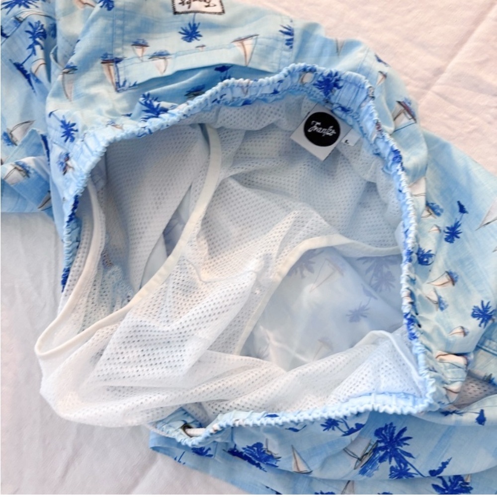 NWOT - Blue Palm Tree and Sailboat Men’s Swim Trunks - Picture 4 of 5